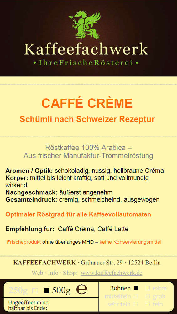 Café Creme Schümli nach Schweizer Rezeptur