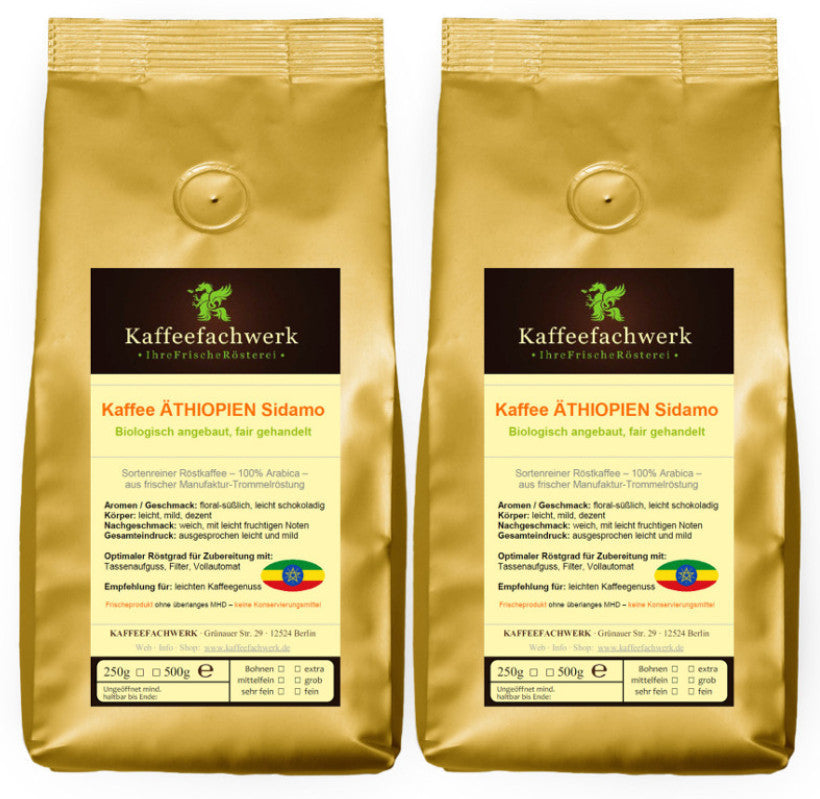 Äthiopien Sidamo Hochland Kaffee aus Bio Anbau