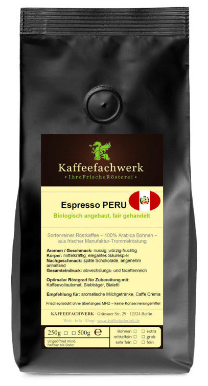 Espresso Peru aus Bio Anbau