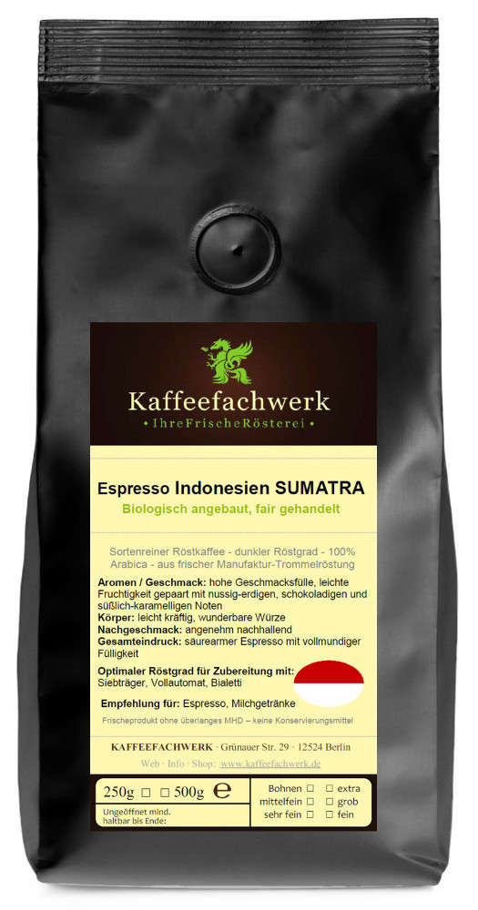 Espresso Sumatra aus Bio-Anbau