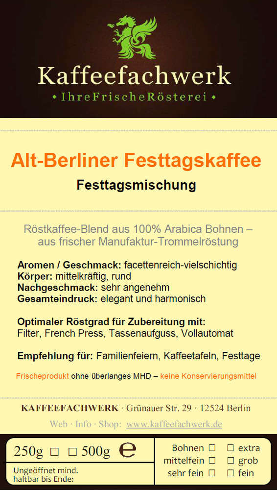 Alt-Berliner Festtagskaffee Arabica Blend