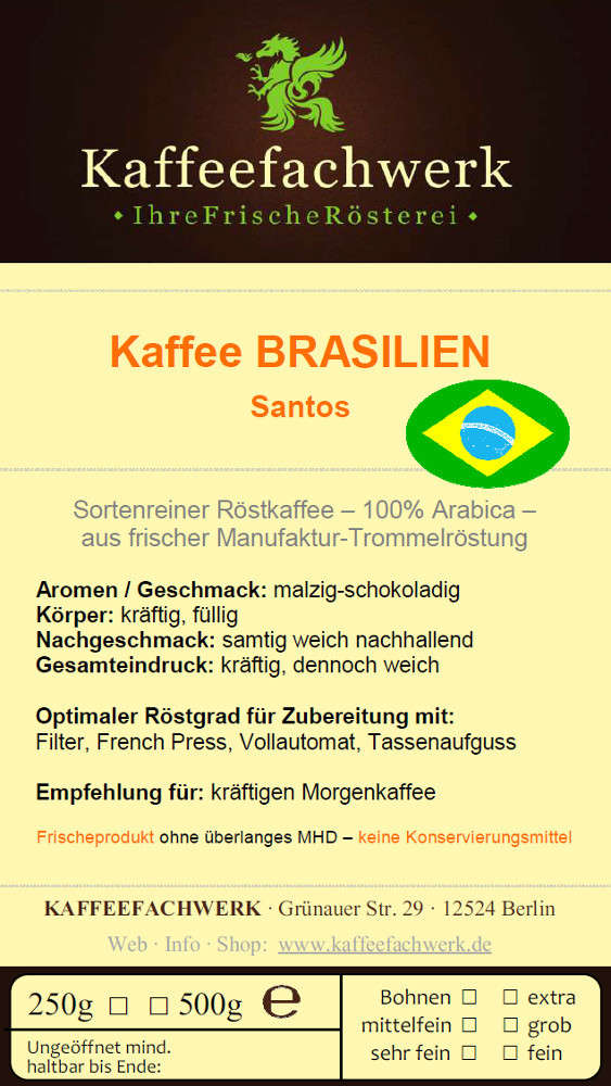 Brasilien Santos Arabica Kaffee