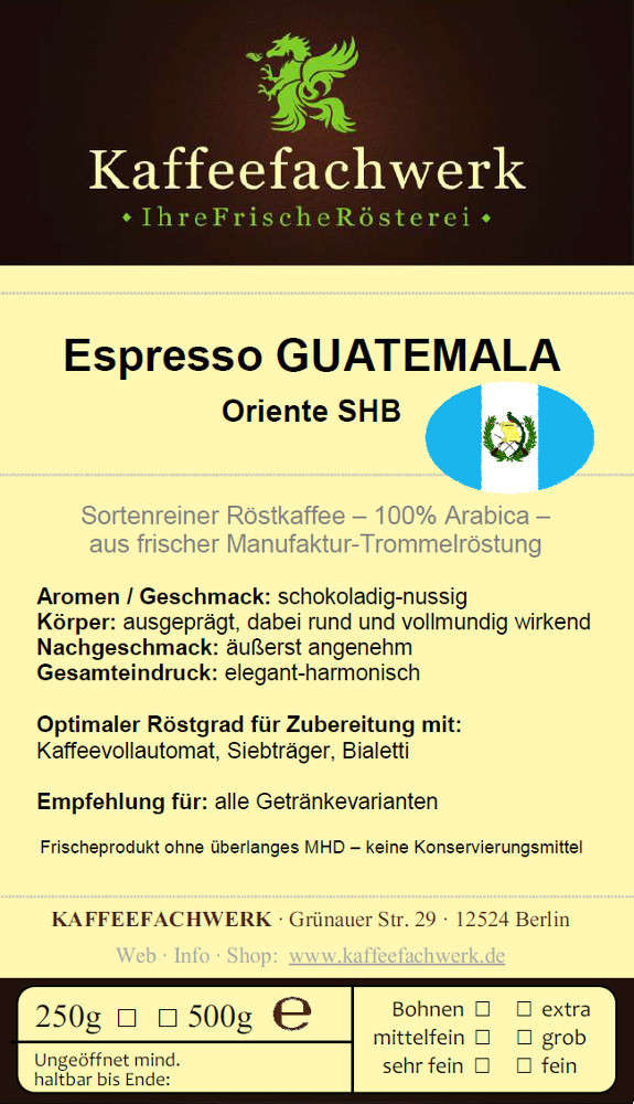 Espresso Guatemala Oriente SHB Arabica