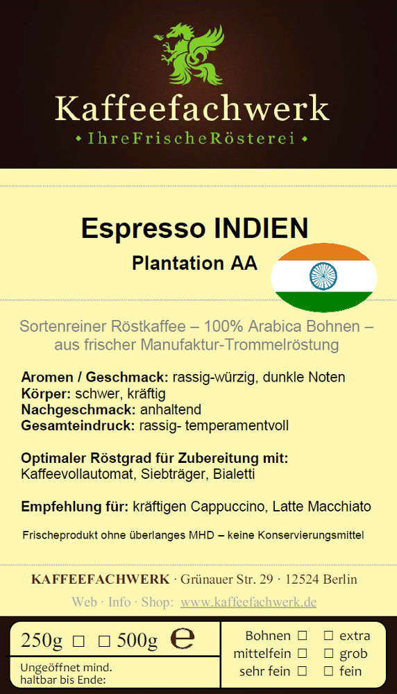 Espresso Indien Arabica Plantation AA