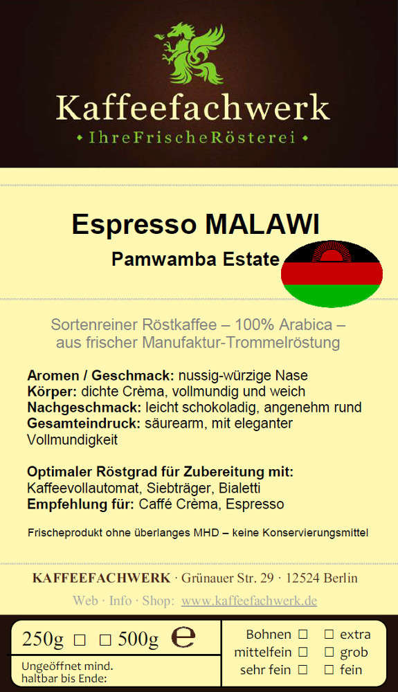 Espresso Malawi Pamwamba Estate - Sparpaket