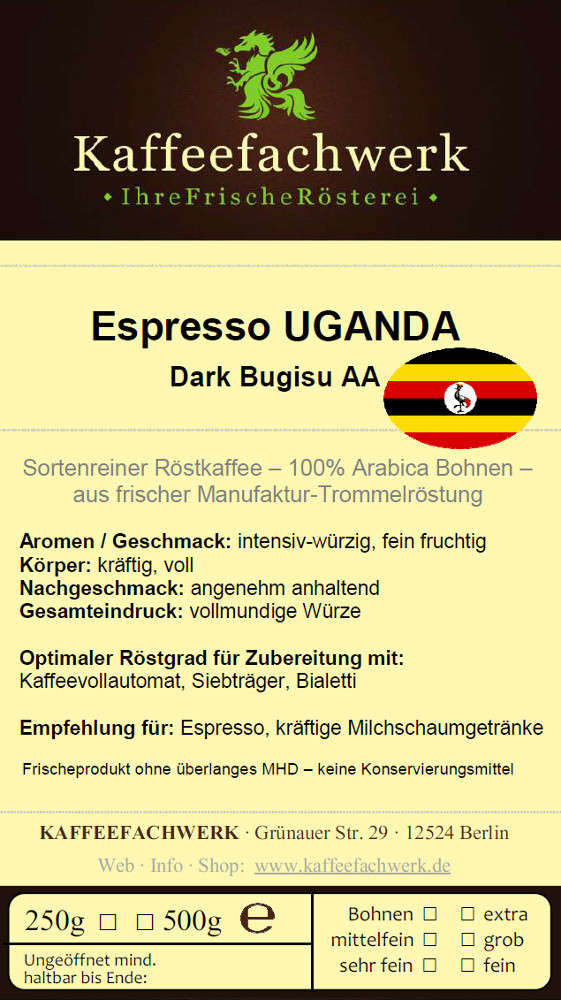 Espresso Uganda Dark Bugisu AA