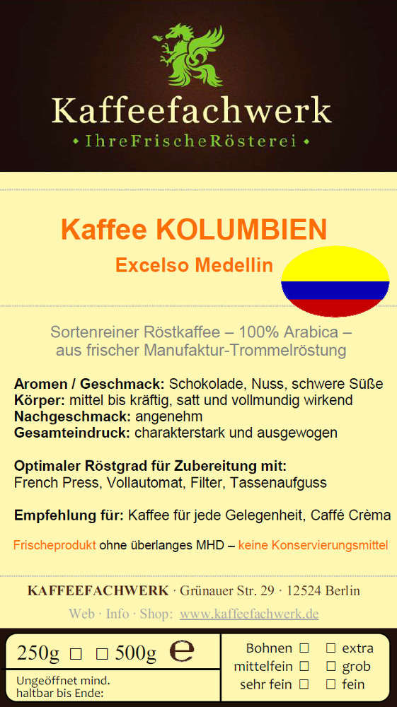 Kolumbien Excelso Medellin Arabica Kaffee - Sparpaket