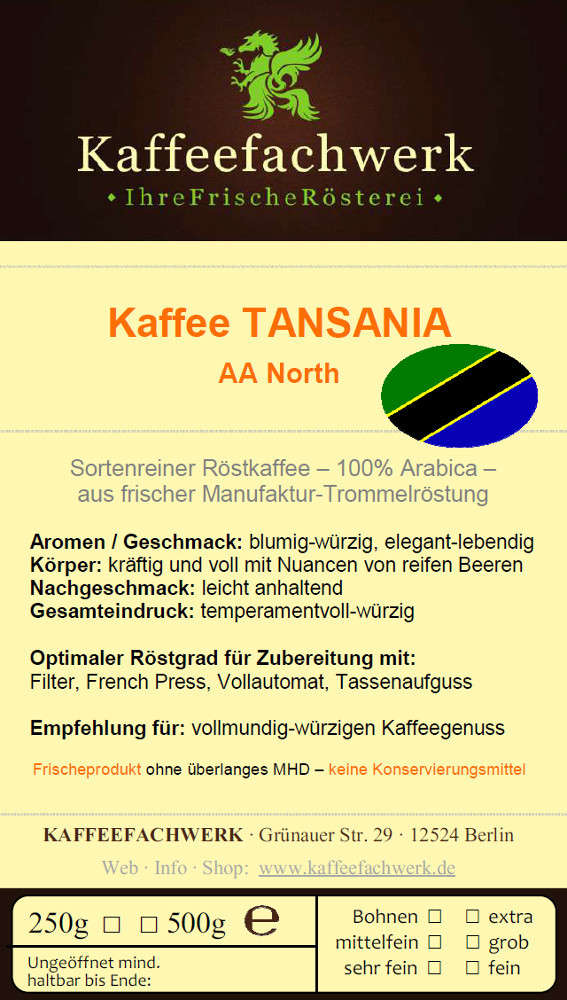 Tansania AA North Arabica Kaffee