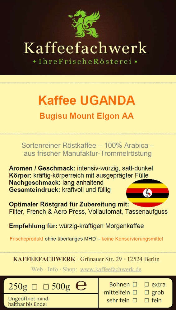 Uganda Bugisu AA Mount Elgon Arabica Kaffee - Sparpaket