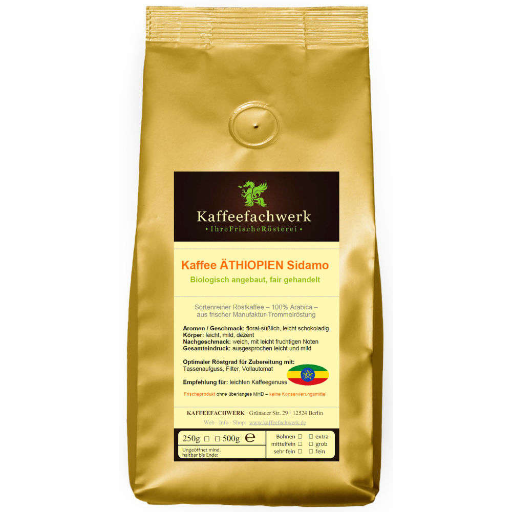 Äthiopien Sidamo Hochland Kaffee aus Bio Anbau